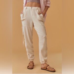 Anthropologie Cream Relaxed Utility Pants NWT